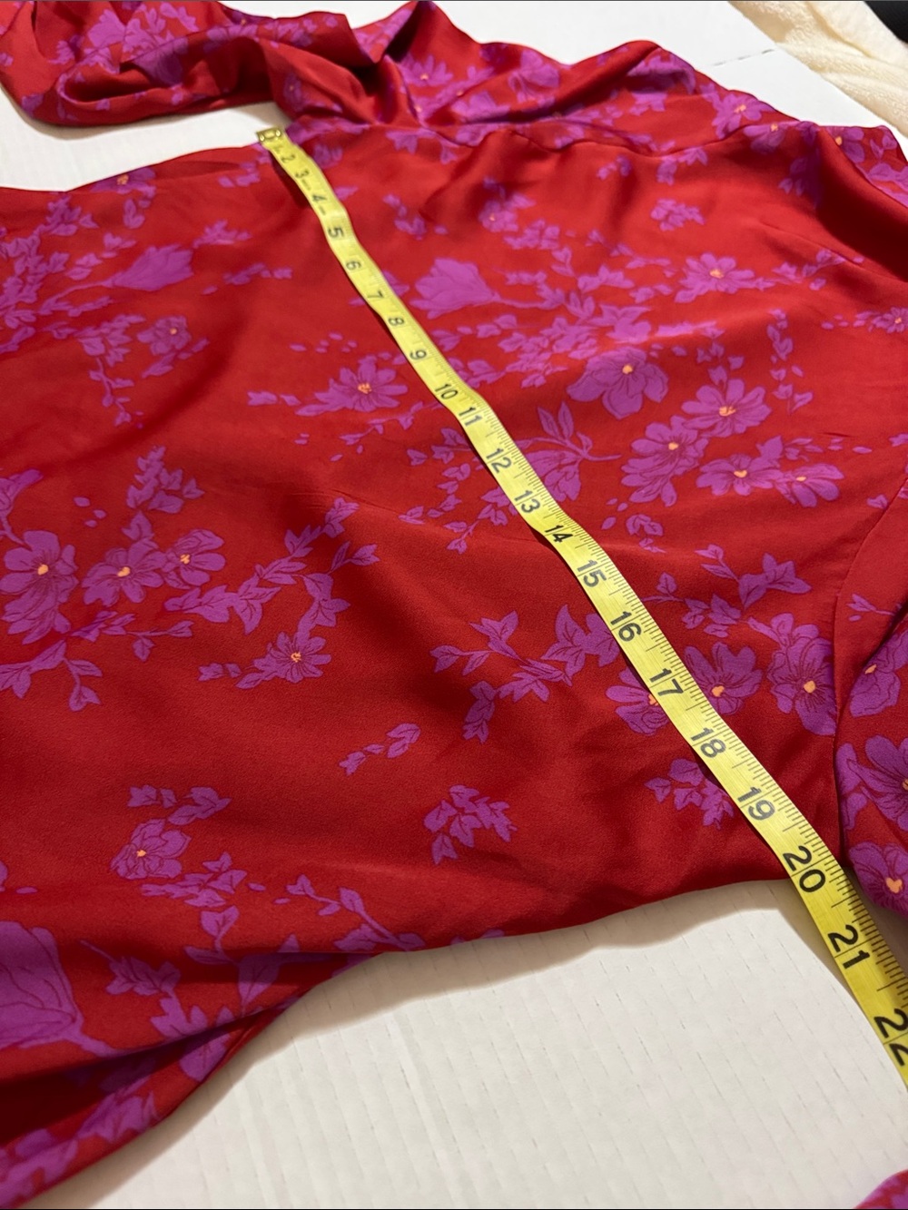 Free People Boho Aries Mini Dress Red with Purple Floral Print 175 - Picture 6 of 12